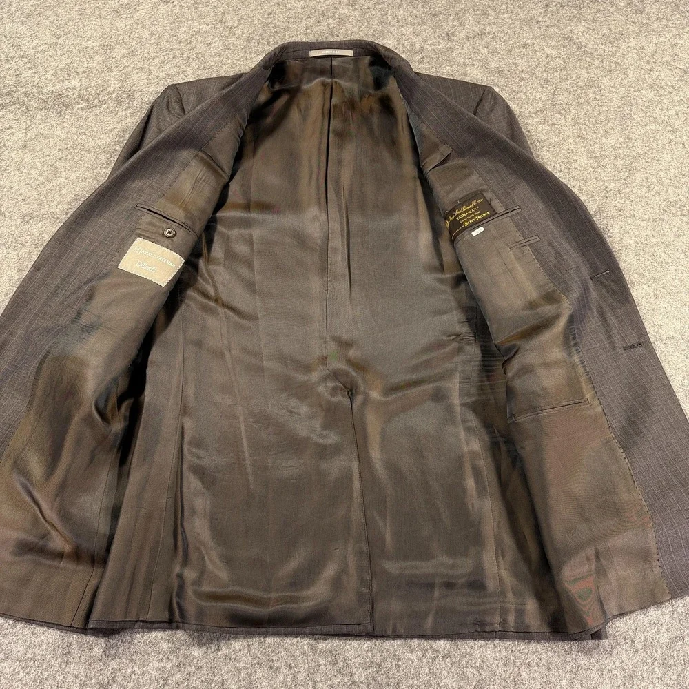 Hickey Freeman Blazer Mens 42 L Gray Pinstripe Tasmanian Super 150‎ Loro Piana
